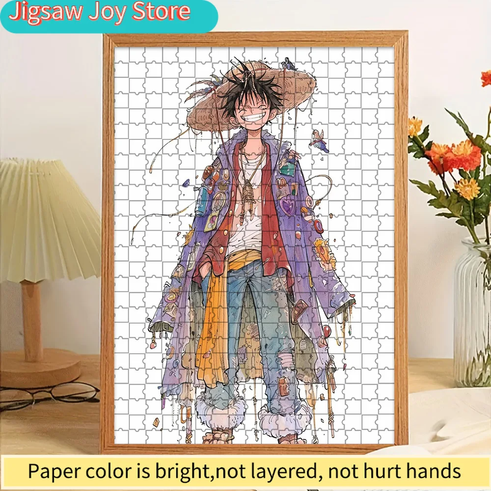 

Аниме-пазл из бумаги с акварельным рисунком: Монки Д. Луффи из One Piece в причудливом наряде, креативный подарок для любителей аниме и декора дома