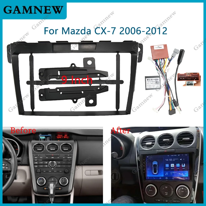 9 Inch Car Frame Fascia Adapter Canbus Box Decoder Android Radio Dash Fitting Panel Kit For Mazda CX-7 2006-2012