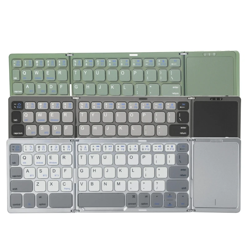 

Wireless Folding Keyboard with Touchpad BLE5.1 Rechargeable Foldable Bluetooth-compatible Silent Keypanel for Laptop