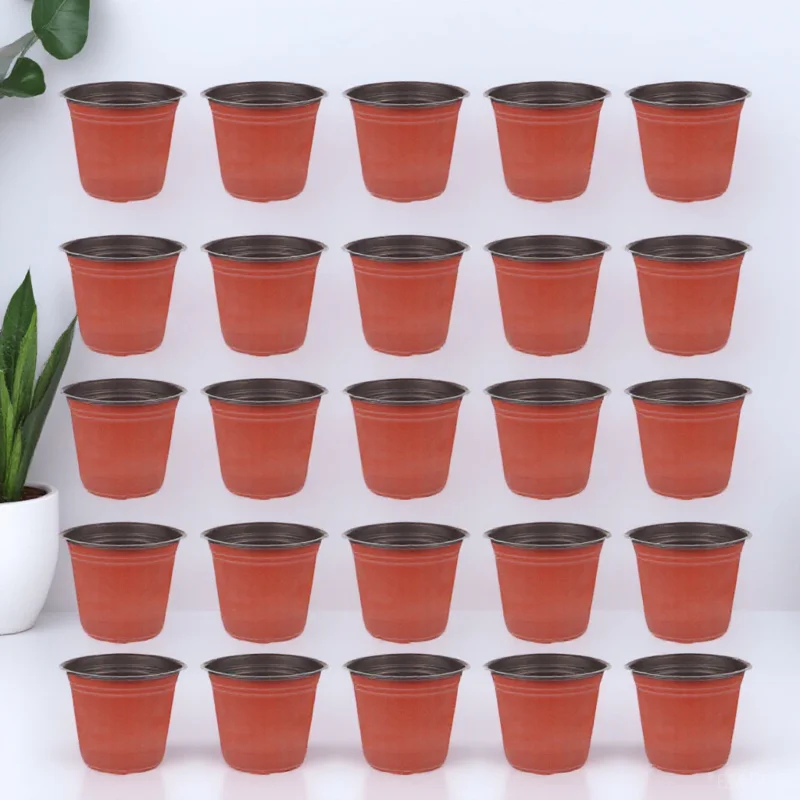 50개 플라스틱 묘목 화분 튼튼한 식물 화분 다육식물 꽃 정원 식물 용품 배수 구멍 포함