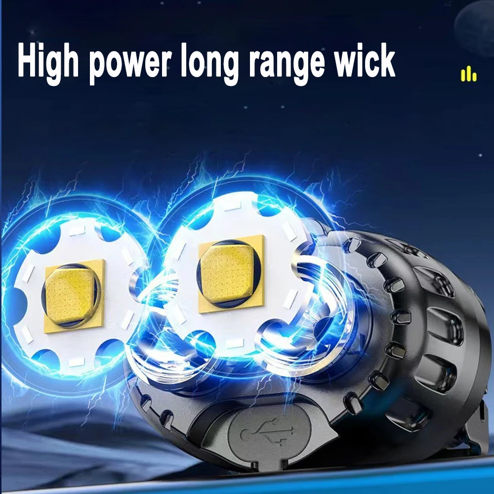 Super Mini LED Headlamp Rechargeable Emergency Head Flashlight Powerful Sensor Head Light Torch Headlights Front Lantern Fishing