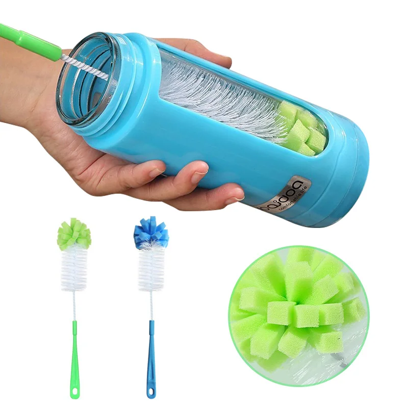 فرشاة تنظيف بمقبض طويل، فرشاة تنظيف الزجاجات، فرشاة زجاجات الأطفال، إسفنجة دوارة للغسيل لأدوات تنظيف الزجاجات ذات الرقبة الضيقة #5