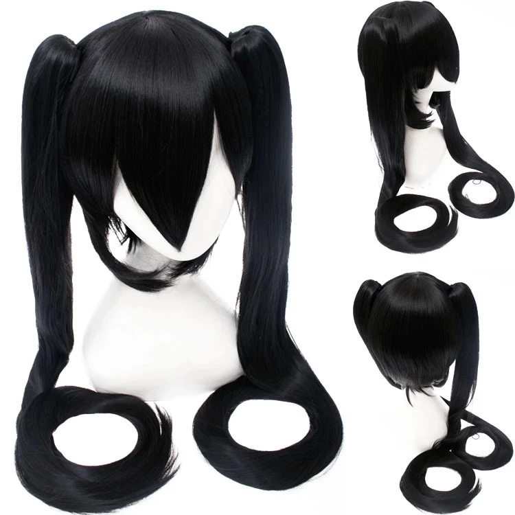 120Cm Miku Cosplay Pruik Black Rock Shooter Senbon Zakura Pruiken Lange Hittebestendige Synthetische Haarclip Paardenstaarten Pruiken