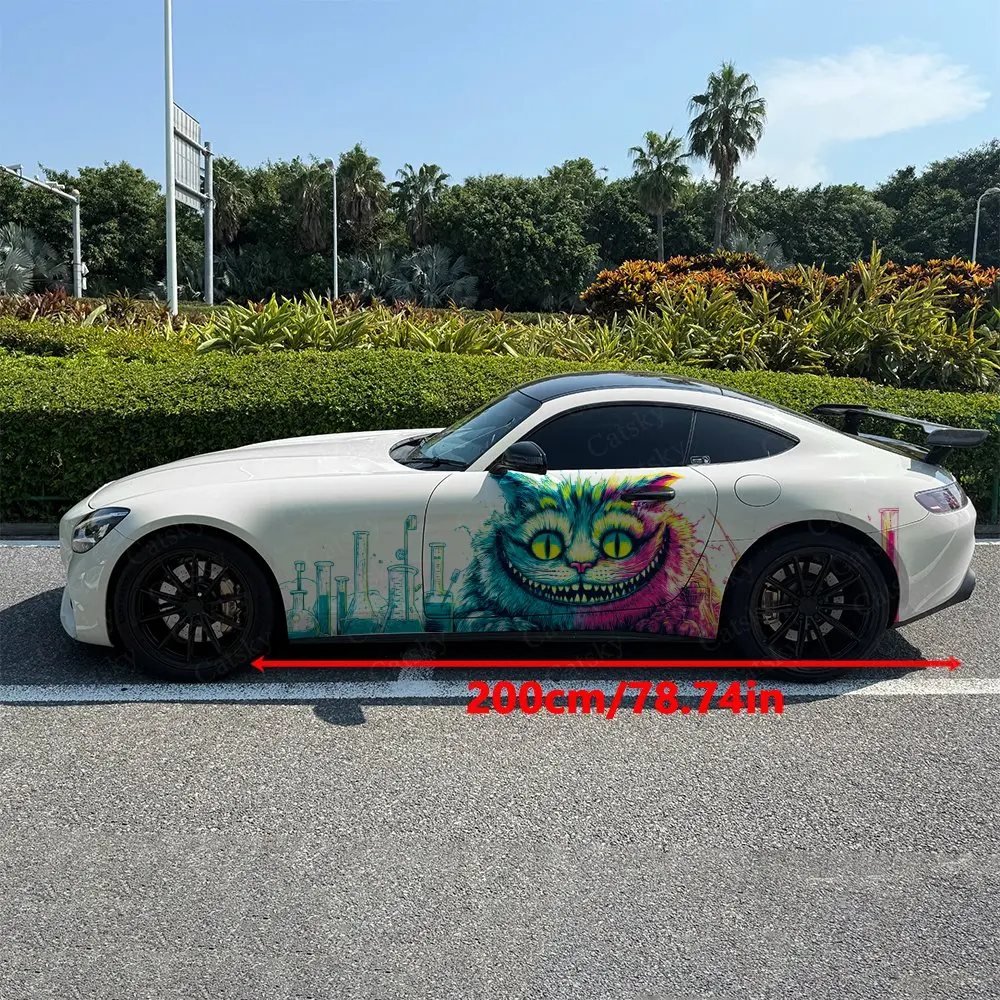 2pcs Cheshire Cat Experiment Shadow, Durable, Fade-resistant, Enhance Vehicle Aesthetics With Artistic Design Car Vinyl Wraps