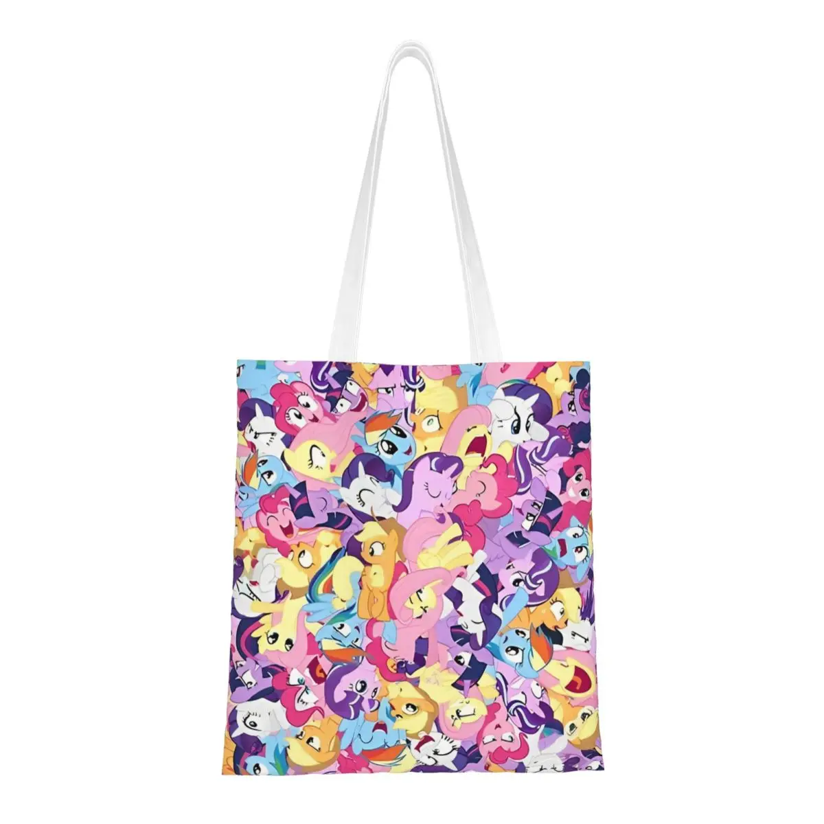 My Little Pony Mane Seven Mess Canvas Tote Bag Reusable Large Capacity Grocery Bag for Women Shopping Bags