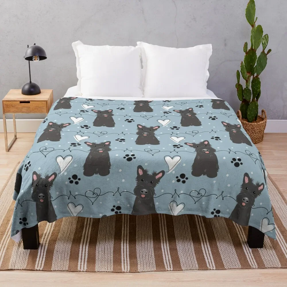 

LOVE Black Scottish Terrier Throw Blanket Fuzzy Plush Throw Blanket for Sofa Chair