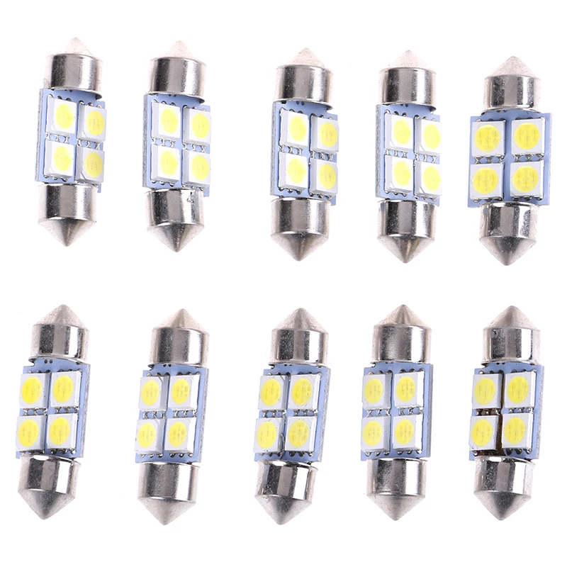 

10Pcs 5050 31mm 4smd led white light car interior dome festoon bulbs DC12v