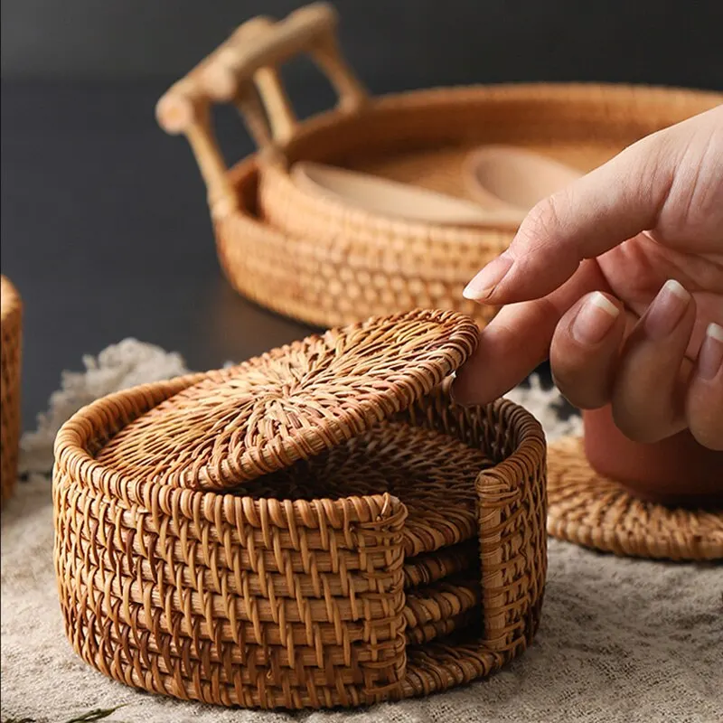 Set di sottobicchieri per bevande da 6 pezzi per accessori per il tè Kungfu stoviglie rotonde tovaglietta per piatti tappetino per tazza in tessuto