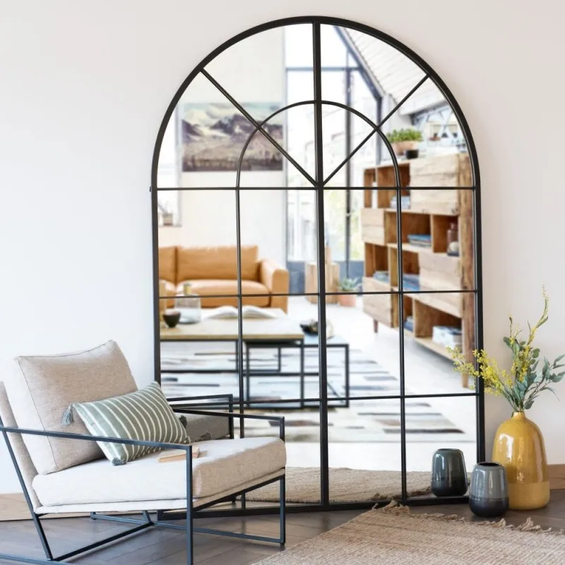 Arched full-body mirror, wall-mounted floor-to-ceiling decorative mirror in the entrance of the living room for home use