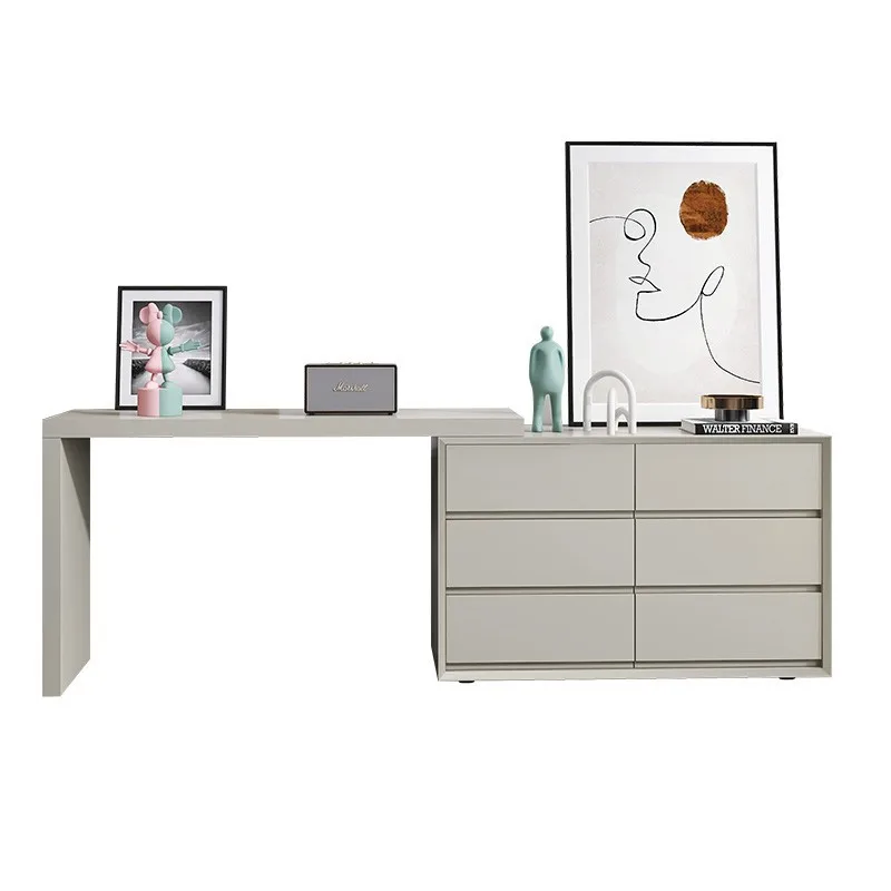 

Dresser, desk, integrated, modern computer desk, side chest, retractable bedroom, multi-functional solid wood storage