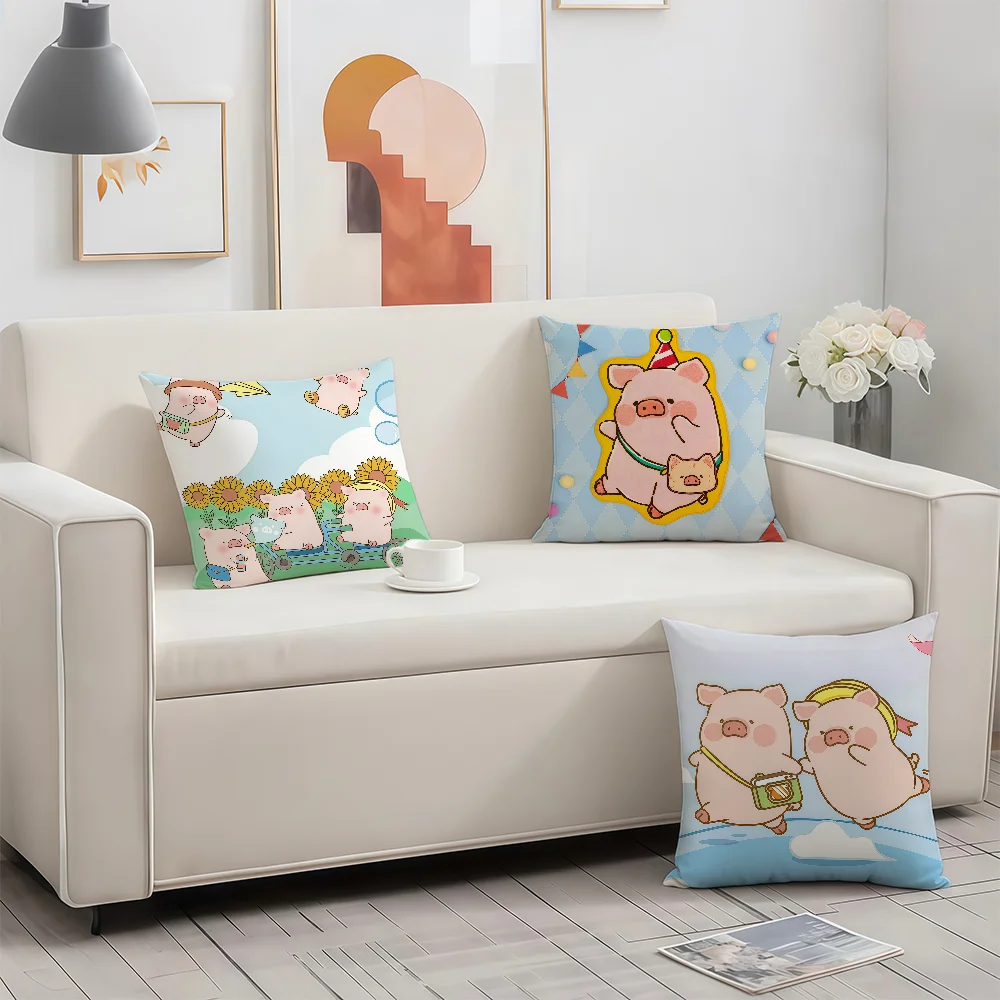 Cartoon L-LuLu the Piggy Pig cushion cover Birthday Anniversary Gifts Double Sided Printed Zipper Cushion Cover Soft Skin