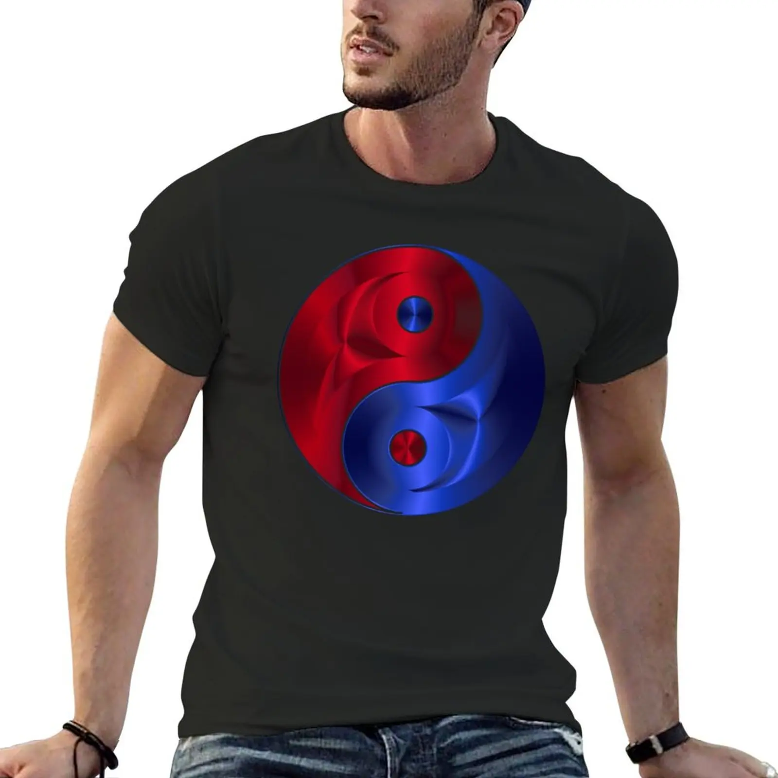 Rubin, Saphir Ying Yang T-Shirt schnell trocknende Bräuche entwerfen Sie Ihre eigenen billigen Sachen T-Shirt Männer 100 ℅ Baumwolle