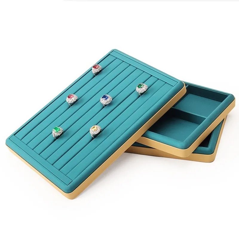 

Counter Jewelry Display Tray Leather Pendant Bracelet Organizer Tray Large Jewellery Storage Trays Wholesale Ring Necklace Trays