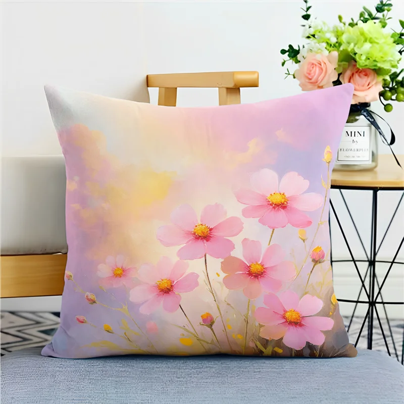 Flower Pastoral Small Fresh Pillowcase Dormitory Decoration Office Living Room Home Pillowcase