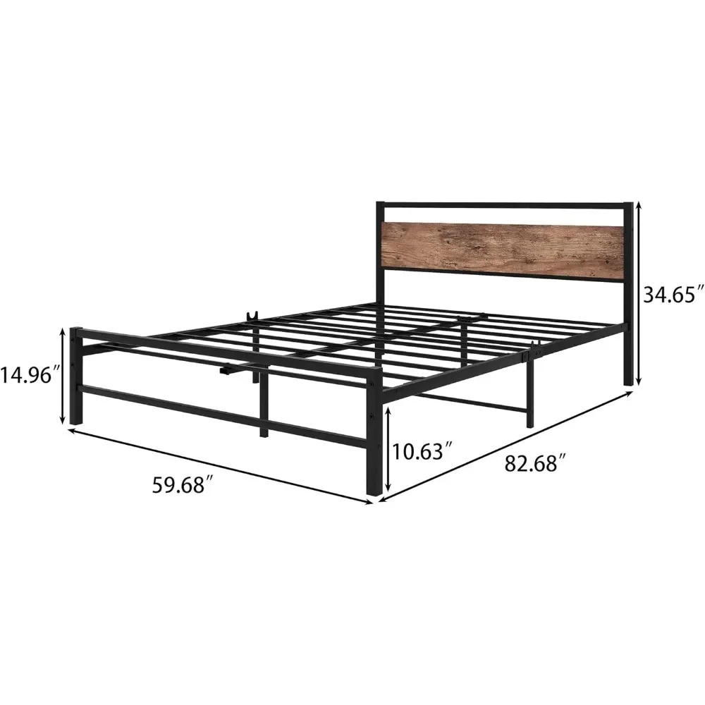 Queen Size Bed Frame,Heavy Duty Metal Platform Bed Frame with Storage,Mattress Foundation Easy Assembly No Box Spring Needed