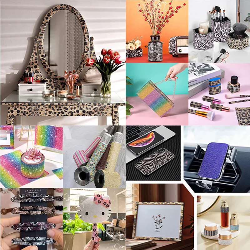 1Pcs Self Adhesive Rhinestone Stickers Glass Glitter Leopard Print Rhinestone Stickers DIY Craft Clothing Bags Shoes view 5
