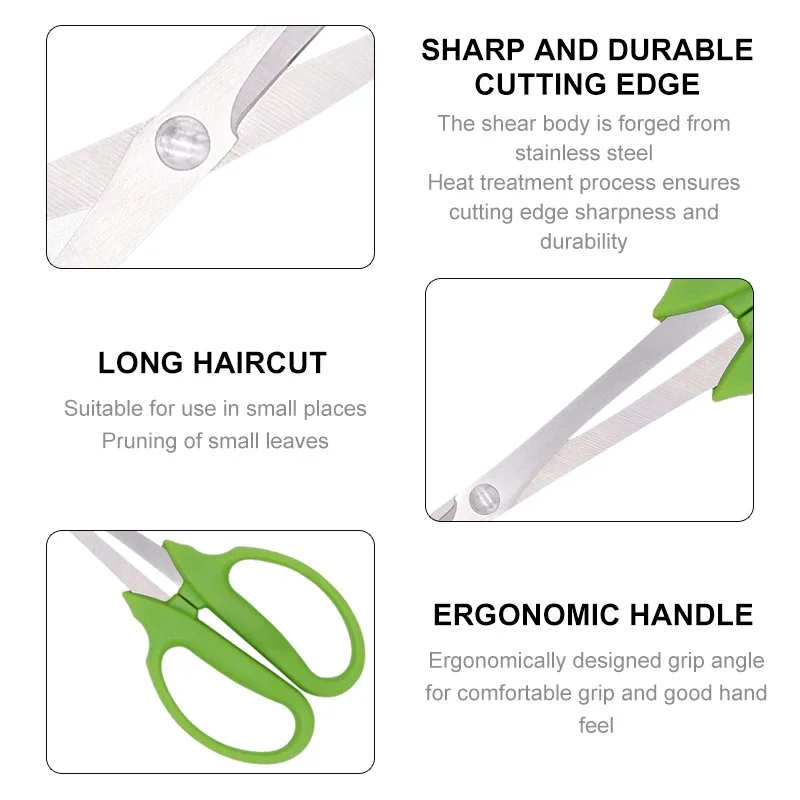 Long-handled Garden Leaf Sprout Shears Stainless Steel Pointed Tip Orchard Fruit Picking Shears Pruning Bonsai Pruning Shears