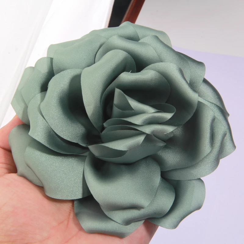 10PCS 14cm Vintage Artificial Flower Accessory For dress Apparel DIY Rosette Fabric Silk Organza Lace Satin Flowers Girl Kid
