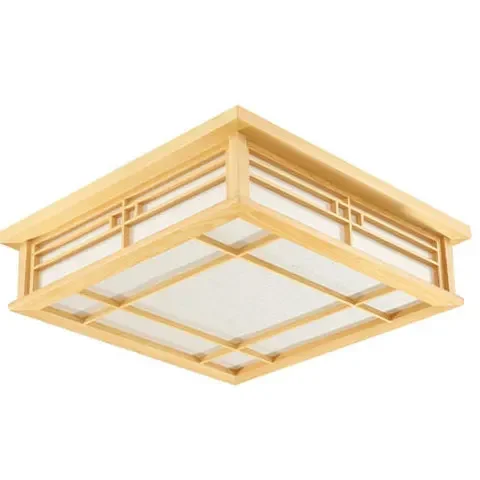 LED Wood Square Tatami Ceiling Light Fixture Japanese Korean Style Lamp for Foyer Balcony Bedroom Living Room images - 6