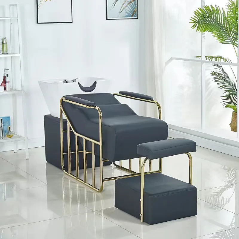 Cama de champú caliente para salón, silla de masaje para cuero cabelludo, spa, fregadero, silla de lavado