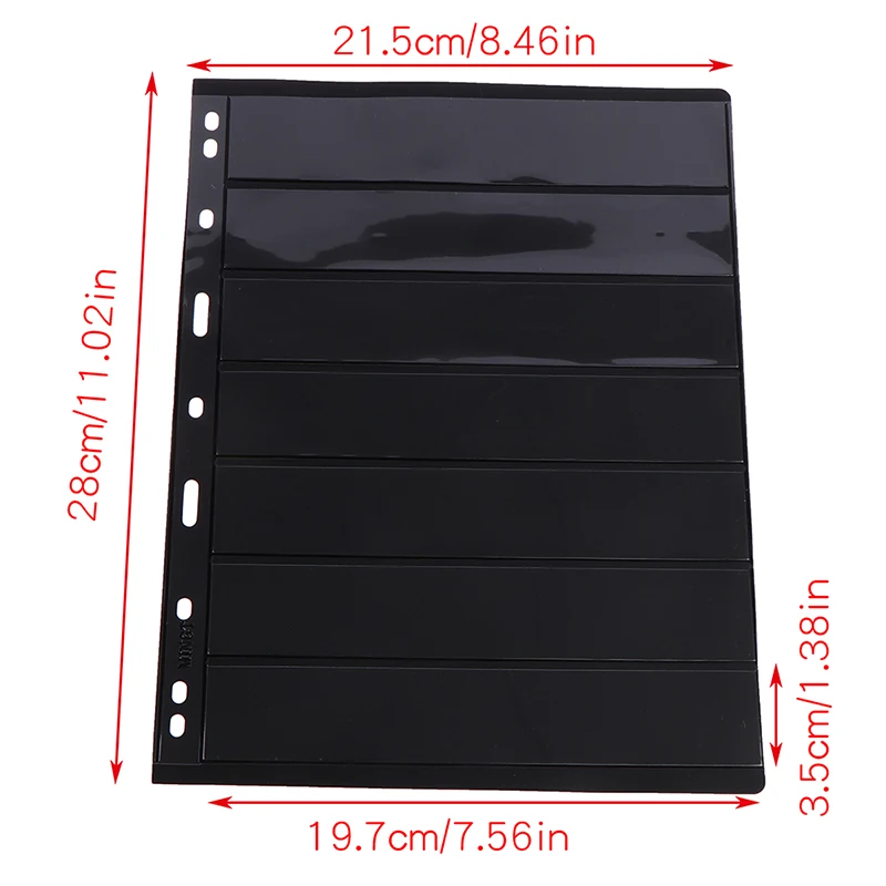 10Pcs 7 Grid Postage Stamp Album Pages Coin Collection Stamps Holder Loose-leaf Plastic Stamp Storage Book