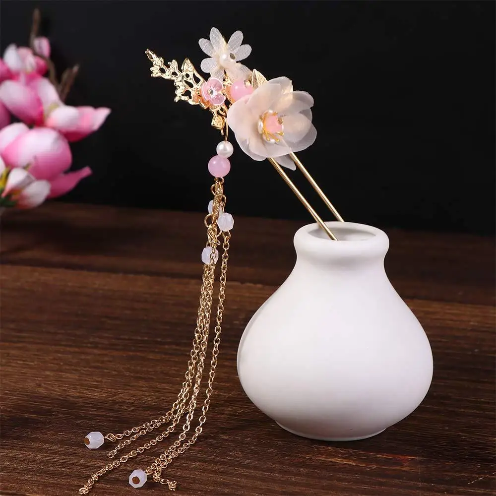 Hairpins Women Handmade Chinese Crystal Tassel Long Headwear Sets Hanfu Hair Stick Earrings Hair Comb