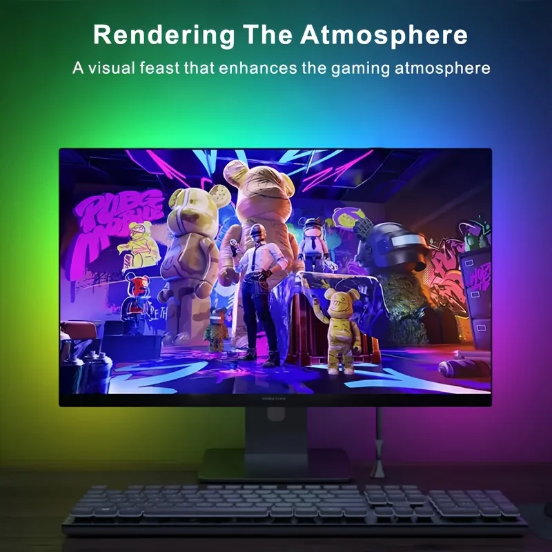 1 قطعة 24/32 بوصة شاشة الكمبيوتر الذكية LED قطاع ضوء RGB سيليكون شرائط مصباح لعبة إضاءة خلفية 4-مفتاح USB التحكم عن بعد