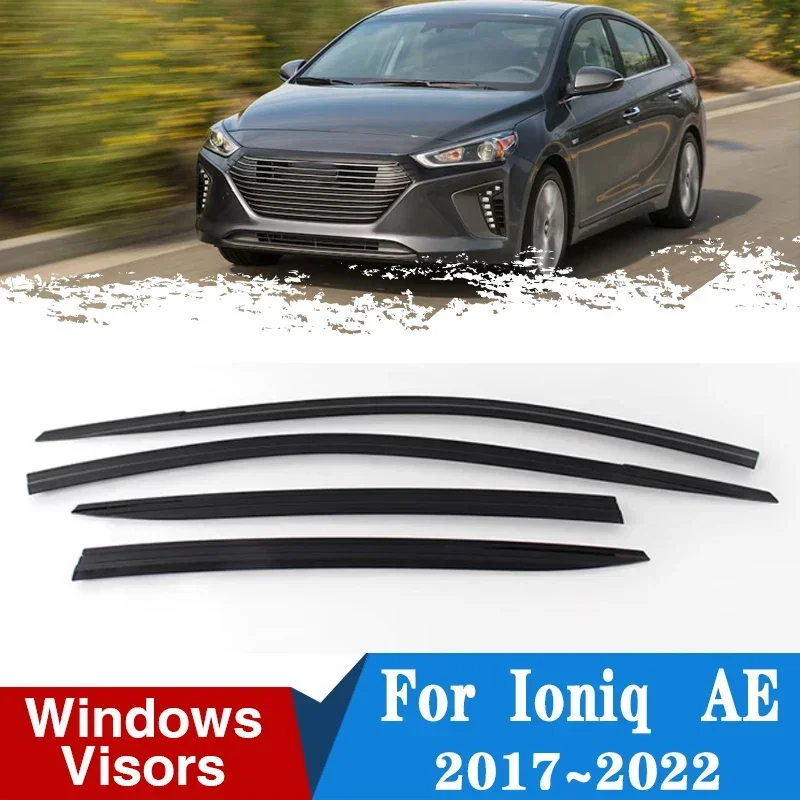 4PCS Car Deflectors For Hyundai Ioniq AE 2017~2022 Auto Rain Eyebrow Windows Visors Vent Awning Sun Smoke Guards Car Accessories