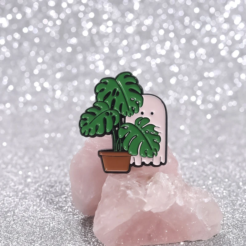 Skeleton Ghost Frog Enamel Pins Custom Animal Potted Plants Brooches Lapel Badges Punk Plant Jewelry Gift for Friends image 3