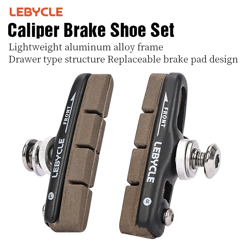 LEBYCLE Aluminum Alloy Bicycle Brake Pads 55mm C-Brake Caliper Pads Bike Rubber Brake Shoes Cork Brake Pads For Carbon Fiber Rim