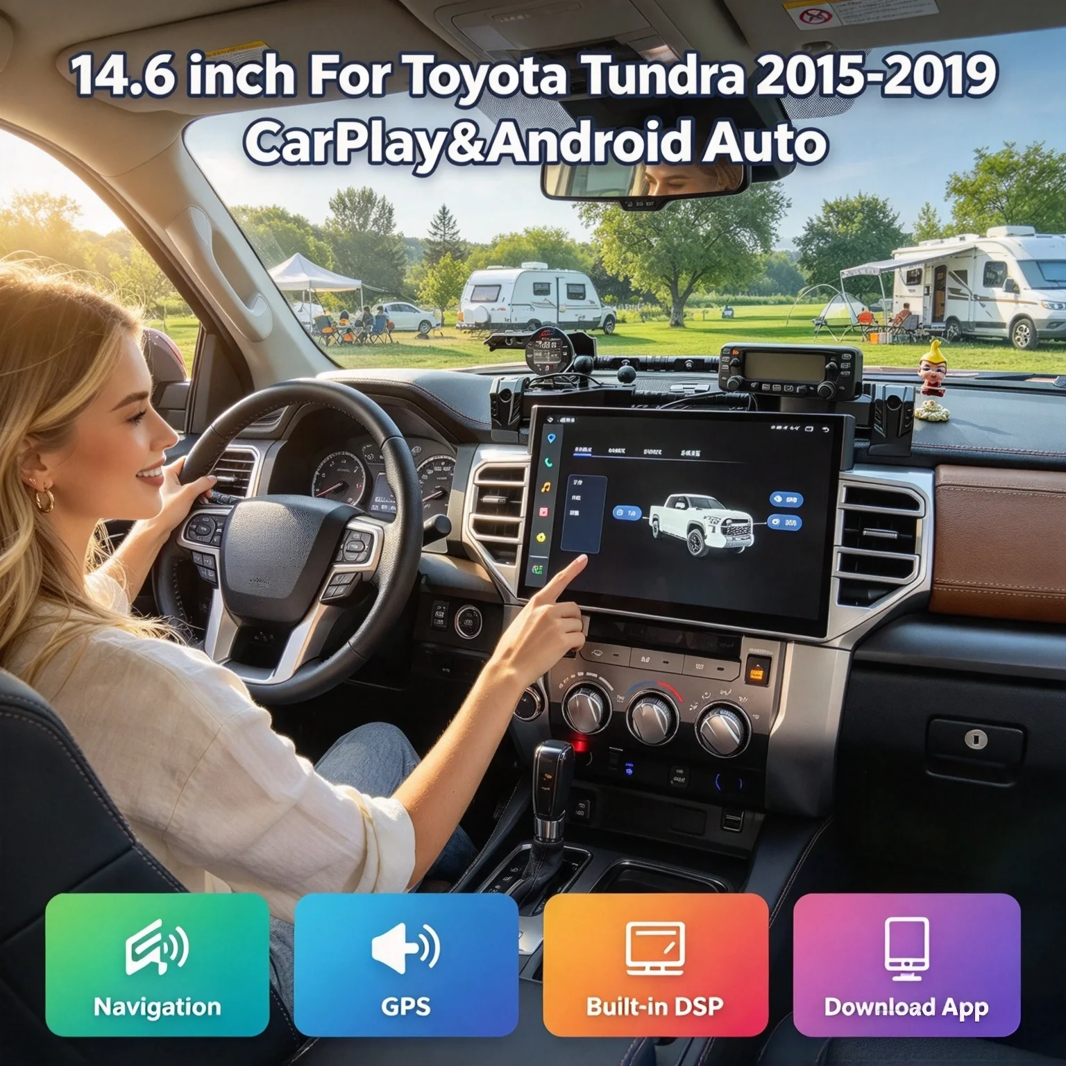 14.6 Inch Android For Toyota Tundra Sequoia 2014 2015 2016 2017 2018 2019 Car GPS Navi Multimedia Player Radio Screen Head Unit