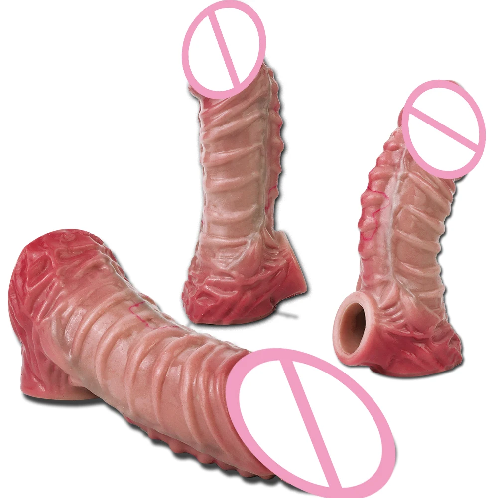 CITYFUN  Silicone Penis Sleeve With Vaginal Design  Male Penis Extender For Men Delay Ejaculation Adult Sex Toys