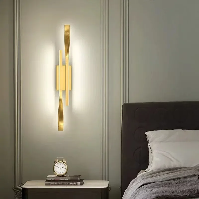 Long strip wall lamp light luxury creative room bedroom bedside lamp simple modern Nordic living room TV wall lamp