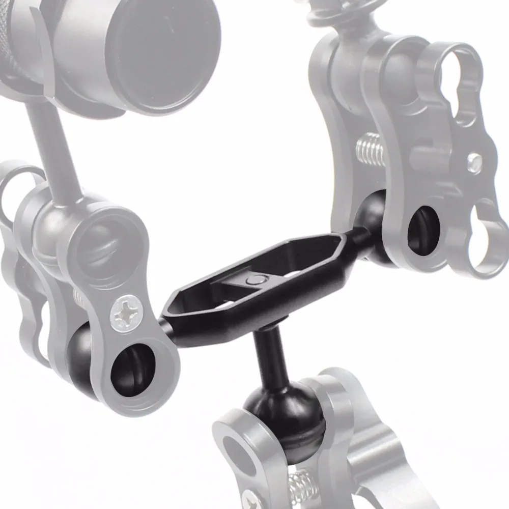 Aluminiumlegierung Tauchen Licht Taschenlampe Dual Kugelgelenk Arm und 2 Schmetterling Clip Klemmhalterung für Unterwasserfotografie Kamera – Detail 20