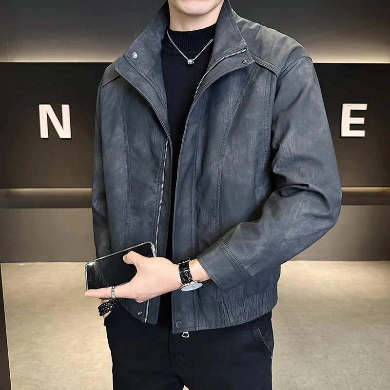 

Байкерский джет с вышивкой Sli, мужской весенне-осенний модный трендовый элитный джерт из искусственной кожи с воротником-стойкой