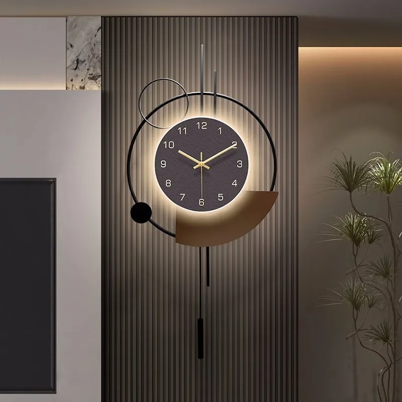 New Chinese style decoration, LED retro creative silent wall clock