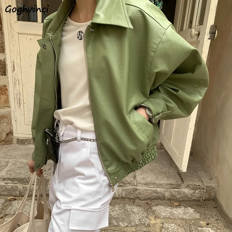 Leather Jackets Women Motorcycle American High Street All-match Korean Style Aesthetic Clothes Cool Couples Baggy Y2k Streetwear