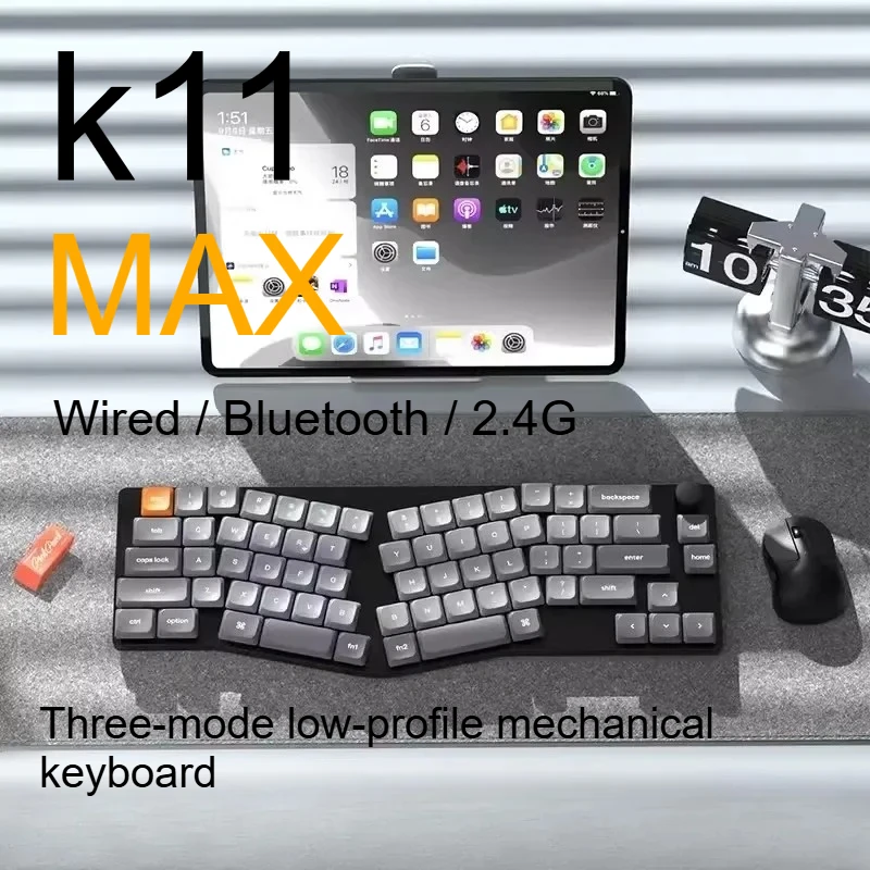 

Keychron K11Max Alice Layout Беспроводная клавиатура с низким переключателем Эргономика Bluetooth беспроводная три режима RGB подсветка для офиса