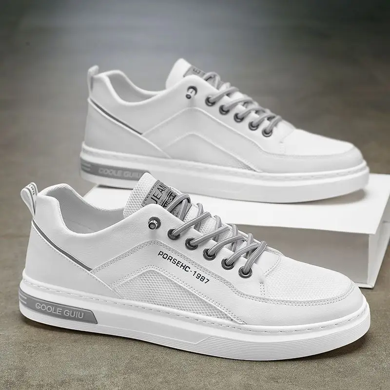 Men's Shoes - Spring/Summer Mesh Breathable Perforated Lightweight Casual Shoes, Versatile and Trendy White Sneakers