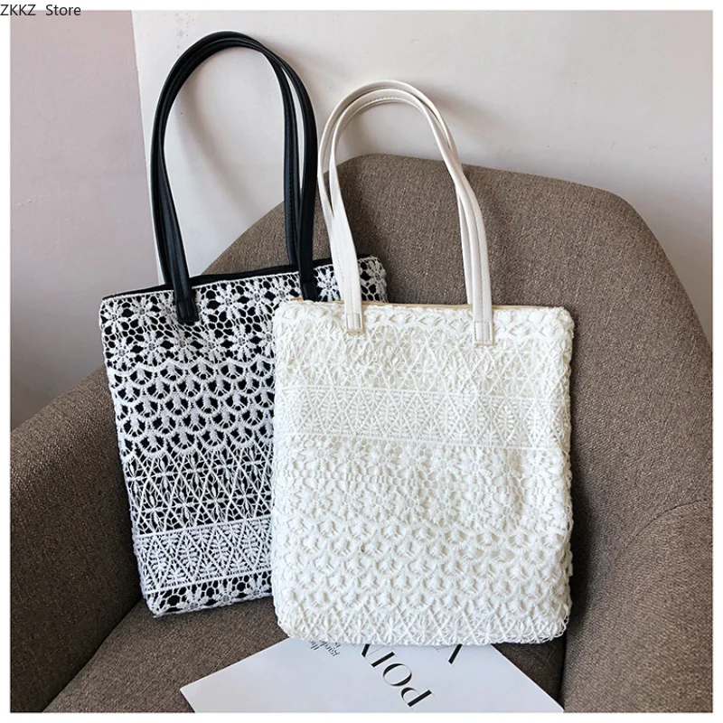 Premium Shoulder Bag Stylish Canvas Bag for Women 2023 Summer New Style Korean Version Girly Lace Tote Bag