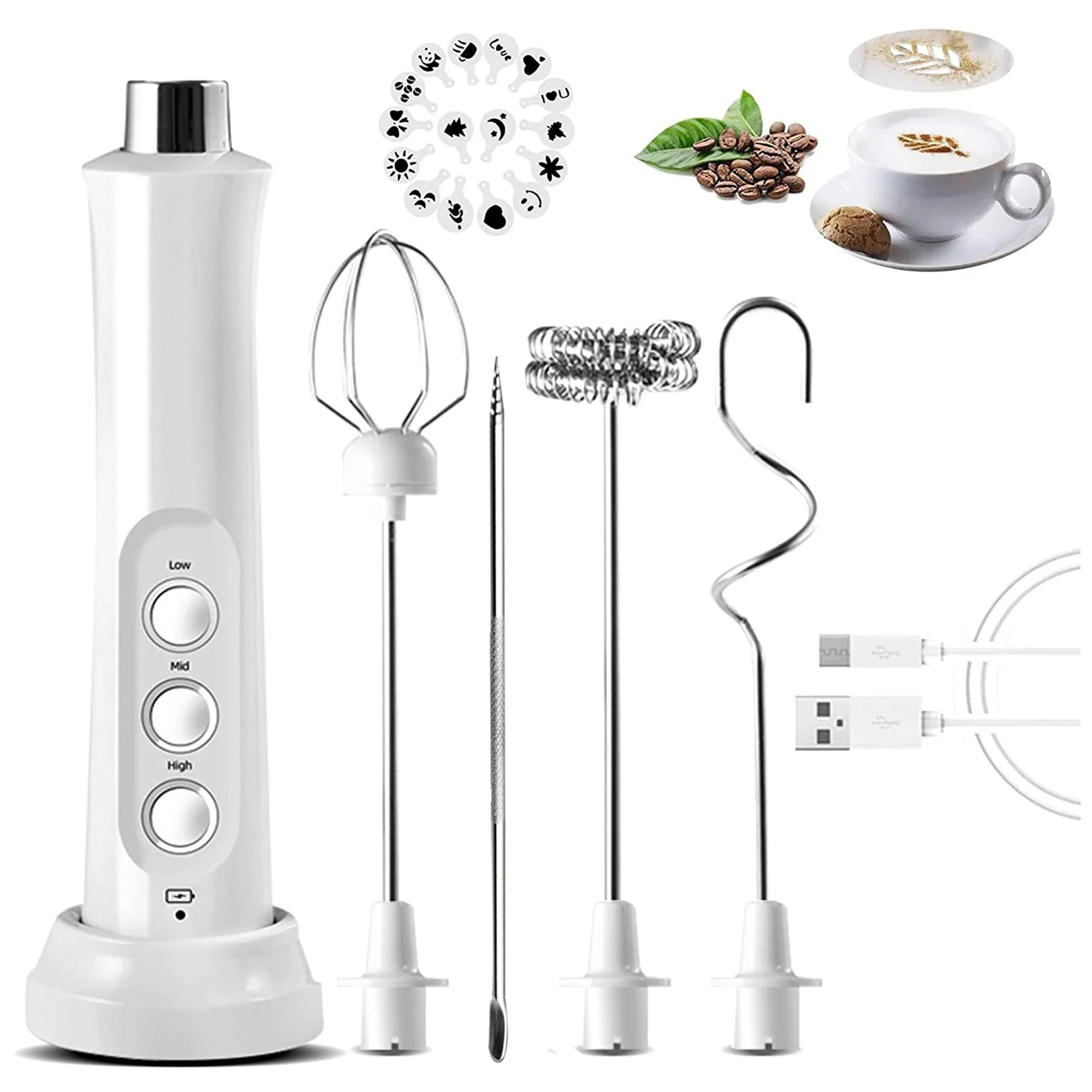 Montalatte elettrico USB 3 velocità Cappuccino Coffee Foamer 3 frusta frullino per le uova portatile cioccolata calda Latte Drink