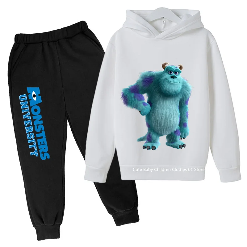 2Pcs Set Novelty Autumn Baby Boy Sport Outfits Clothes Sets Girls Clothing Monsters, Inc. Tops Hoodies+Pants Children Tracksuit