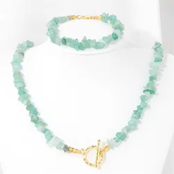 Fashion Green Aventurine Gravel Necklace Irregular Healing Crystal Amethysts Bracelets For Women Men OT Buckle Chain Jewelry