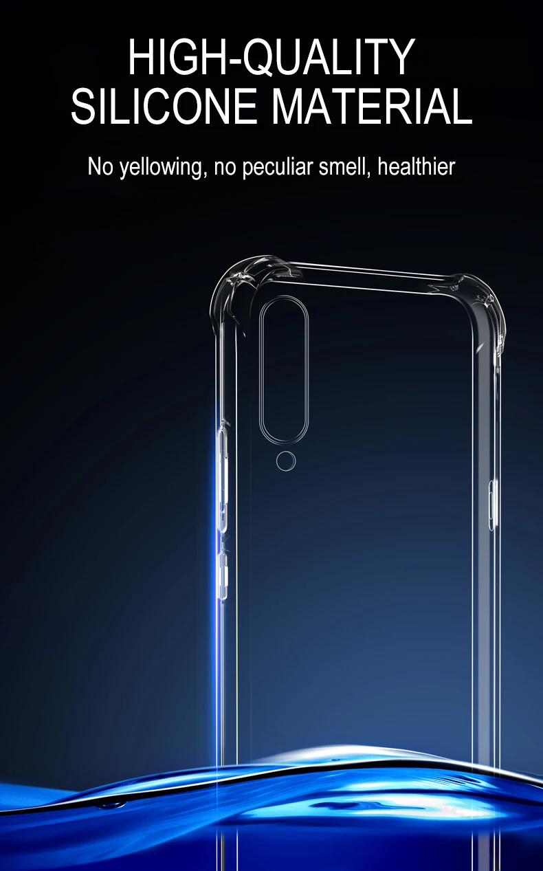 Shockproof Silicone Case For Xiaomi Mi 10 10 Ultra 10T 9 9T 8 Se Pro A1 A2 A3 Lite Clear Soft Cover Airbag Shell Transparent