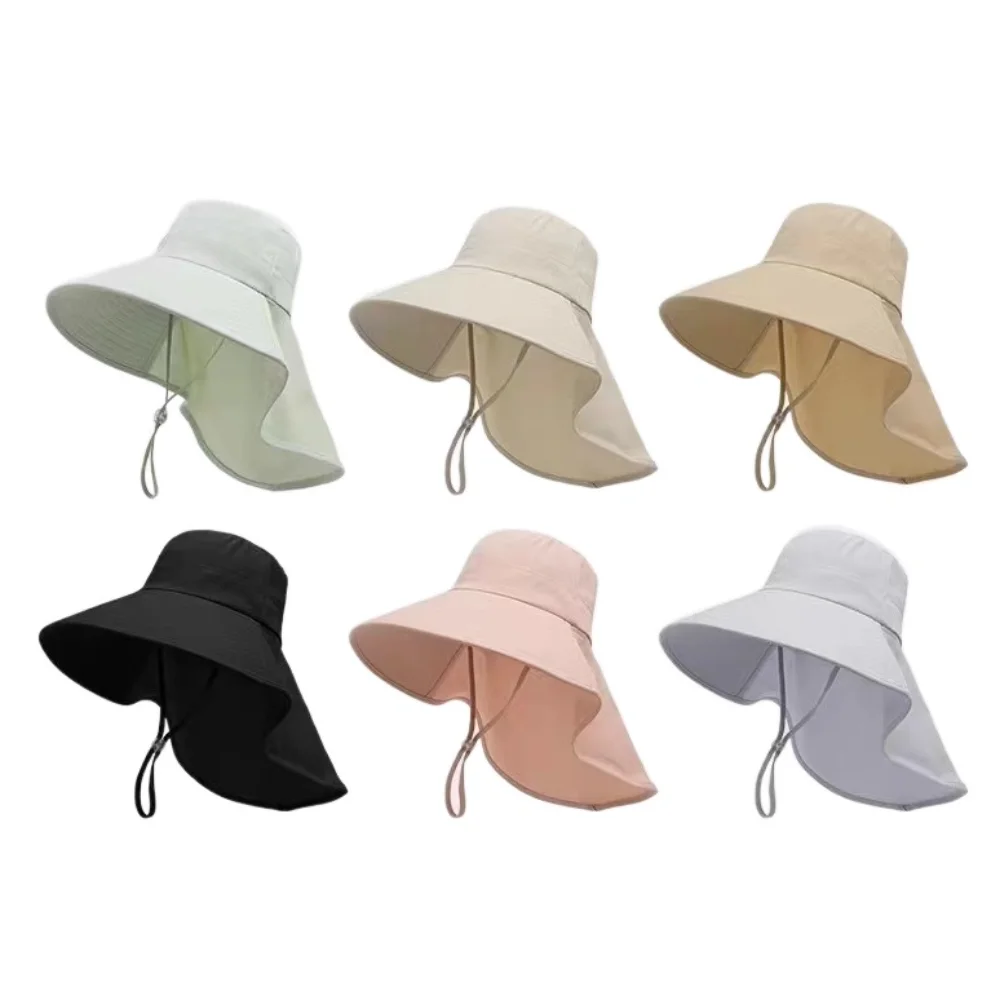 Outdoor Large Eaves Sunscreen Hat Outdoor Shawl Thin Fisherman's Hat Folding Large Brimmed Sun Hat Women