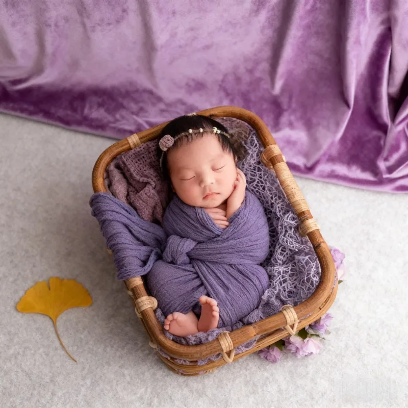 Puntelli per fotografia in rattan vintage fatti a mano per neonato, cesto per bambini, decorazioni per letto, servizi fotografici, ritratto in studio, sfondo fotografico, 1 pezzo