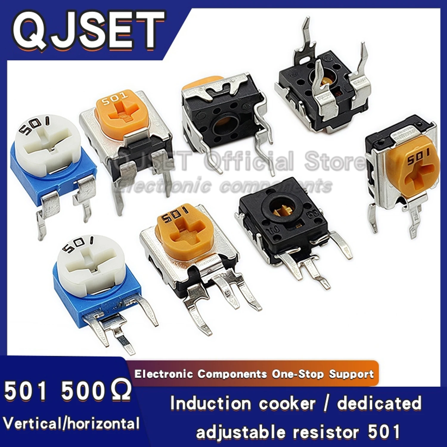 10pcs Vertical Adjustable Resistor 501 500 Ohms Induction Cooker Power Heating Adjustment Accessory Horizontal Potentiometer 501