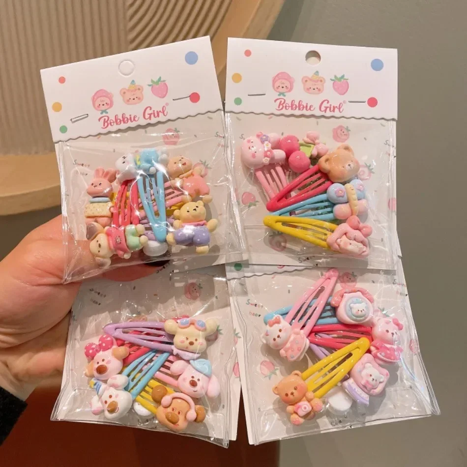 New Children Cream Pink Hairpin Cartoon Animal Girl Versatile Side Hairpin Broken Hair Bangs Chuck Headpiece Kids BB Clips ZX07