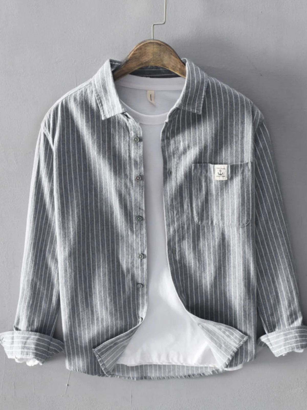 Thickened Fleece Warmth Long Sleeve Men's Shirt Autumn Winter Japanese Style Casual Flannel Striped Top Youth Fashion