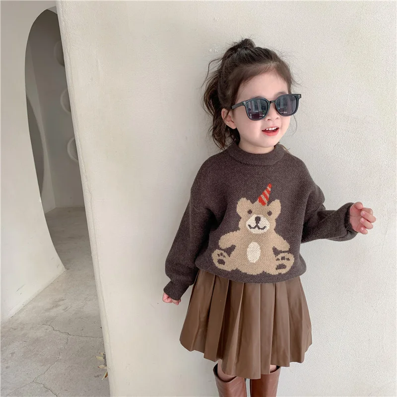 

Girls Sweater Wool Coat Kids Tops Knitting 2023 New Arrive Thicken Warm Winter Autumn Toddler Cottons Pullover Children's Clothi